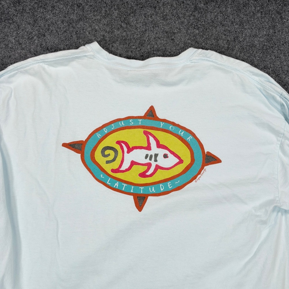 Comfort Colors Manasota Key Florida Shark Long Sleeve T-Shirt Blue Large